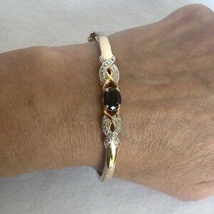 Ross-Simons Gold Plated Sterling Silver 925 Sapphire Oval Bangle Bracelet 7"
